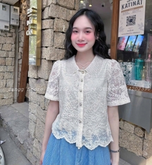 ÁO SƠ MI REN CỔ NGỌC QC