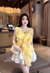 ÁO TƠ BÈO TẦNG PHỐI REN