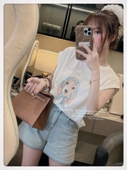 SET AO PULL CỘC TRẮNG HÌH CÚN QUẦN JEAN