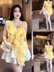 ÁO TƠ BÈO TẦNG PHỐI REN