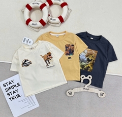 - SET 3 ÁO BÉ TRAI CỘC KHỦNG LONG JURA đen be vàng