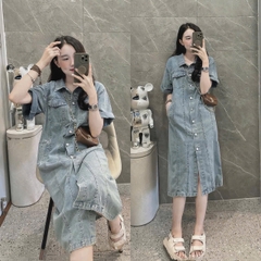 VÁY BÒ SUÔNG XANH TÚI NGỰC