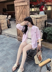 - SET 4CT ÁO SƠ MI SỌC HỒNG KỊ SĨ MIX SOOC BA LỖ