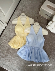 M233002 - ÁO KẺ CỔ YẾM ĐAI EO 2 MÀU