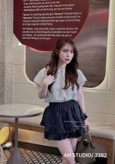 M2382 - SÉT ÁO SƠ MI KẺ CỔ SEN MIX CV TẦNG