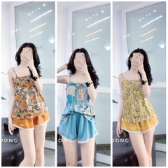 BỘ LỤA 2 DÂY ÁO HOA