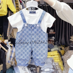BÁN SỈ- SET YẾM BÒ ÁO PHÔNG TRẮNG GU CHÌ BÉ TRAI 2 MÀU