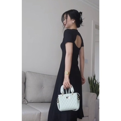 VÁY LENZIP ĐEN XOÈ KHOÉT LƯNG CỘC TAY