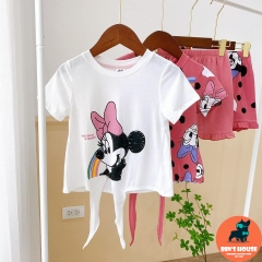 SET 2 BỘ ĐÙI BÉ GÁI MICKEY HỒNG TRẮNG BUỘC VẠT