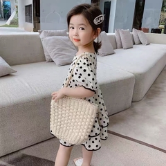 VÁY BÉ GÁI CHẤM BI XOÈ TẦNG TAY BỒNG