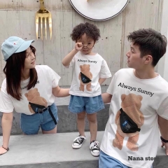 ÁO PHÔNG CỘC TAY GIA ĐÌNH GẤU NÂU