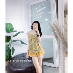 BỘ LỤA 2 DÂY ÁO HOA