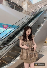 BÁN SỈ BỘ NỮ KẺ CARO NÂU VAI BÈO QUẦN SOOC