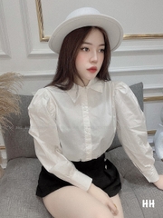 ÁO SƠ MI NỮ TRẮNG DÀI TAY BỒNG ĐUÔI TÔM