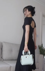 VÁY LENZIP ĐEN XOÈ KHOÉT LƯNG CỘC TAY