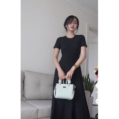 VÁY LENZIP ĐEN XOÈ KHOÉT LƯNG CỘC TAY