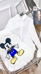 ÁO SƠ MI TRẮNG ĐÔI MICKEY XANH CHO MẸ VÀ BÉ