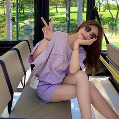 BỘ ĐÙI NỮ COTTON TRƠN TÚI NGỰC RÁCH