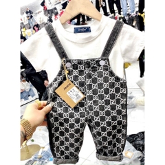 BÁN SỈ- SET YẾM BÒ ÁO PHÔNG TRẮNG GU CHÌ BÉ TRAI 2 MÀU