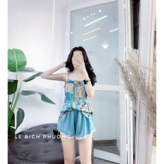BỘ LỤA 2 DÂY ÁO HOA