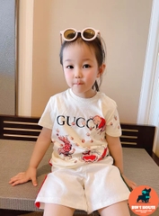 BÁN SỈ SET 2 ÁO PHÔNG BÉ GÁI GUSI HỔ TIGER TRẮNG HỒNG