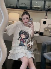 - ÁO THÔ THÊU HOA CÔ GÁI TÓC XOĂN