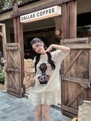 - ÁO VOAN TƠ THÊU HOA CÔ GÁI PARIS