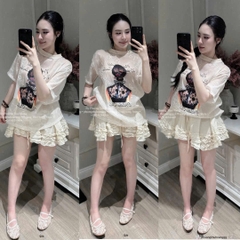 - ÁO VOAN TƠ THÊU HOA CÔ GÁI PARIS