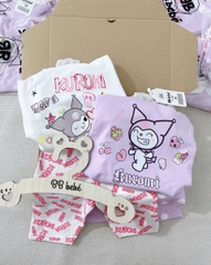 - SET 2 BỘ ĐÙI BÉ GÁI KUROMI CỔ REN TÍM TRẮNG