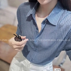 ÁO SƠ MI KẺ XANH ĐẬM