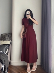- VÁY ZIP ĐỎ DÁNG DÀI CỘC TAY