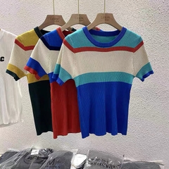 BÁN SỈ ÁO LEN PHỐI CỔ TRÒN 4 MÀU NỮ