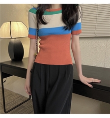 BÁN SỈ ÁO LEN PHỐI CỔ TRÒN 4 MÀU NỮ