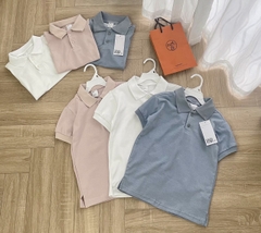 BÁN SỈ SET 3 ÁO POLO BÉ TRAI TRƠN XANH BE TRẮNG