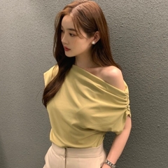 ÁO THUN NỮ DÚM EO CHÉO VAI CỘC TAY