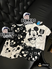 SET 2 BỘ ĐÙI BÉ TRAI ĐEN TRẮNG MICKEY SAO