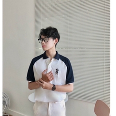 BAN SỈ ÁO POLO NAM NỮ TAY ĐEN THEU GẤU