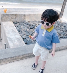BÁN SỈ SET 2 ÁO POLO BÉ CỔ DỆT PHỐI MÀU