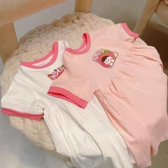 BÁN SỈ SET 2 VÁY BÉ GÁI COTTON TRẮNG HỒNG MARUKO