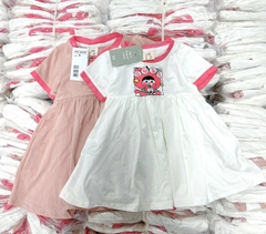 BÁN SỈ SET 2 VÁY BÉ GÁI COTTON TRẮNG HỒNG MARUKO