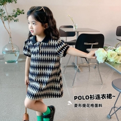 BÁN SỈ VÁY POLO BÉ GÁI QUẢ TRÁM CỔ ĐEN