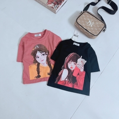 BÁN SỈ SET 2 ÁO PHÔNG BÉ GÁI CÔ GÁI ĐEN HỒNG