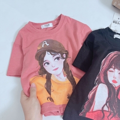 BÁN SỈ SET 2 ÁO PHÔNG BÉ GÁI CÔ GÁI ĐEN HỒNG