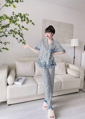 BỘ PYJAMA NỮ LỤA DIO XANH