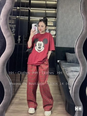 SET ÁO PHÔNG MICKY ĐỎ QUẦN KẺ VUÔNG