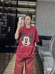 SET ÁO PHÔNG MICKY ĐỎ QUẦN KẺ VUÔNG