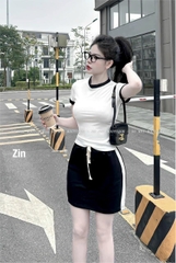 SET ÁO TRẮNG CV ĐEN TT