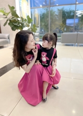 VÁY ĐÔI GẤU HỒNG MẸ BÉ