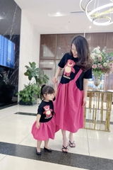 VÁY ĐÔI GẤU HỒNG MẸ BÉ