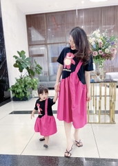 VÁY ĐÔI GẤU HỒNG MẸ BÉ